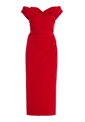 Rachel Gilbert Daria Gathered Satin Midi Dress - Moda Operandi