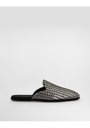 Dolce & Gabbana Suede Slippers With Embroidery - Man Driver Shoes And Loafers Multicolor 42