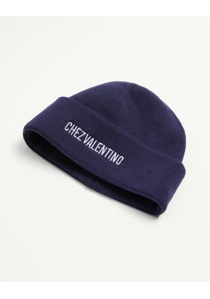 Valentino Garavani Chez Valentino Knitted Wool Beanie Man BLUE UNI