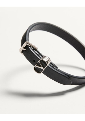 Valentino Garavani Valentino Garavani Ovalette Calfskin Bracelet Man BLACK UNI