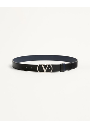 Valentino Garavani Vlogo Signature Reversible Shiny Calfskin Belt - 30Mm / 1.2 In. Man BLACK 085