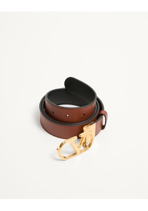 Valentino Garavani Vlogo Signature Reversible Shiny Calfskin Belt - 30Mm / 1.2 In. Man DEEP CARAMEL/BLACK 085