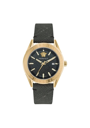 Versace Black Leather Dress Watch