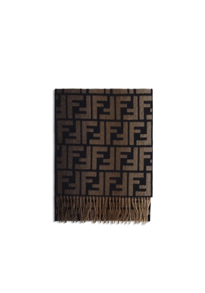 Fendi Brown Fleece Wool Scarf