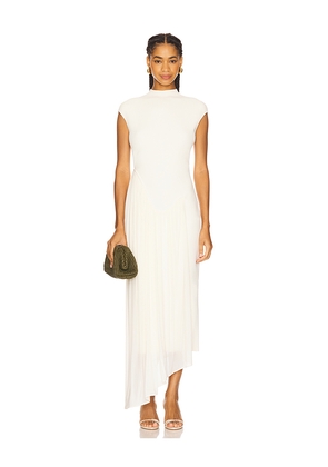ET OCHS Francis Knit Combo Midi Dress in Ivory. Size L. Also in M, XS.