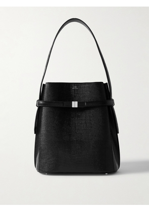 TOTEME - Belted Lizard-effect Leather Tote - Black - One size