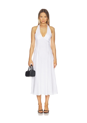 AEXAE Linen Halter Neck Maxi Dress in White. Size L. Also in M, S, XS, XXS.
