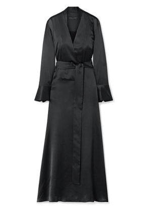MICHAEL LO SORDO - Belted Silk-satin Maxi Dress - Black - UK 10
