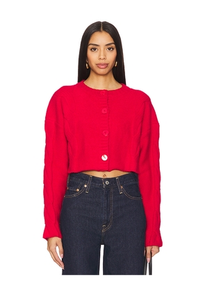 SNDYS Laine Cable Cardigan in Red. Size S. Also in XS.