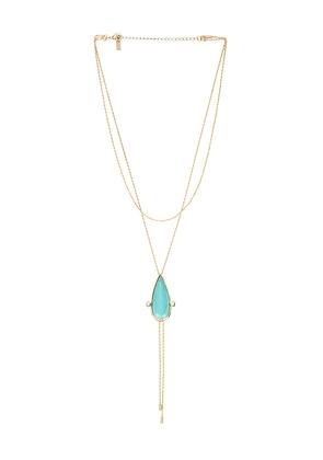 petit moments Paloma Bolo Necklace in Metallic Gold,Teal.