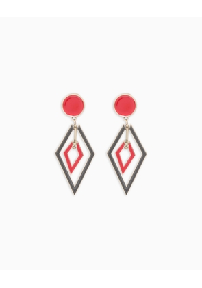 Clip-on enamelled metal pendant earrings
