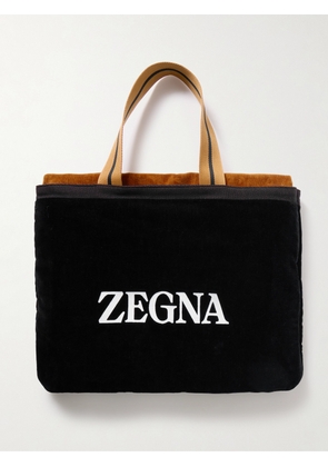 Zegna - Logo-Embroidered Cotton-Terry Beach Towel Tote Bag - Men - Black