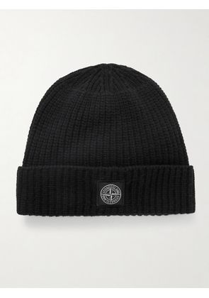 Stone Island - Logo-Appliquéd Ribbed Wool Beanie - Men - Black