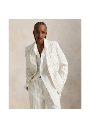 Single-Breasted Striped Hemp Blazer