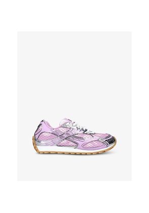 Mens Bottega Veneta Orbit Metallic-Panel Low-Top Woven Trainers