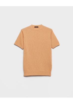 Short-sleeved wool and cashmere sweater