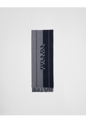 Small wool scarf with jacquard logo