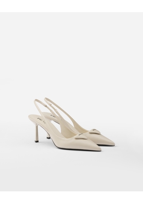 Saffiano patent leather slingback pumps