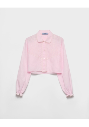 Embroidered cropped batiste shirt