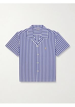 BODE - Calliope Camp-Collar Embroidered Striped Cotton-Poplin Shirt - Men - Blue - S