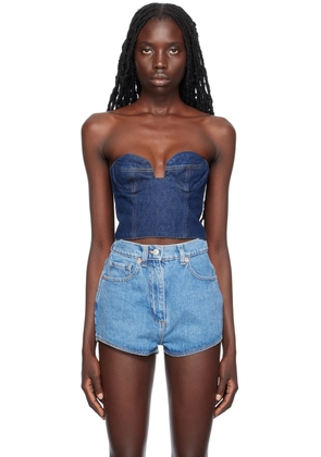 Magda Butrym Navy Corset Denim Tank Top