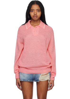 We11done Pink Destroyed Polo