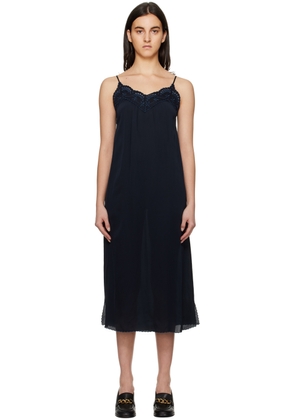See by Chloé Navy Embroidered Midi Dress