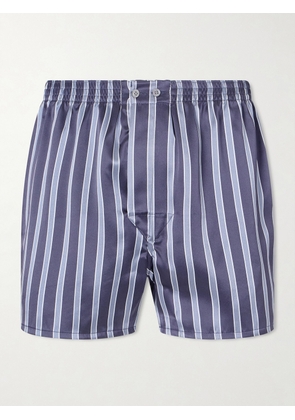 Derek Rose - Brindisi 123 Striped Silk-Satin Boxer Shorts - Men - Blue - S