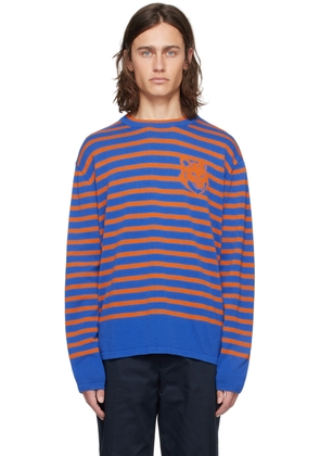 Maison Kitsuné Blue & Orange Intarsia Sweater
