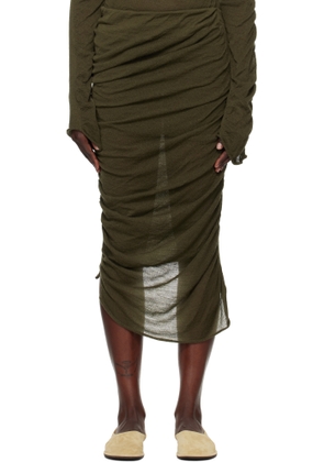 ISSEY MIYAKE Green Ambiguous Wool Midi Skirt