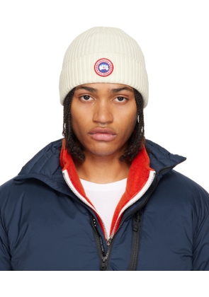 Canada Goose Off-White Rib Beanie