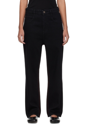 Fax Copy Express Black Red Stitch Straight Jeans