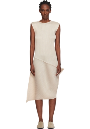 PLEATS PLEASE ISSEY MIYAKE Beige Leap Midi Dress