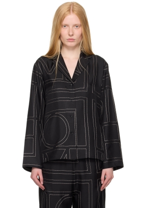 TOTEME Black Monogram Silk Shirt