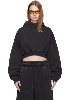 Entire Studios Black Cropped Heavy Hoodie
