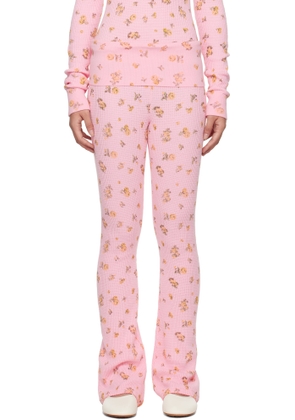 GUIZIO Pink Flared Thermal Lounge Pants