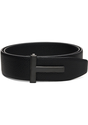 TOM FORD Black Grain Leather T Buckle Belt