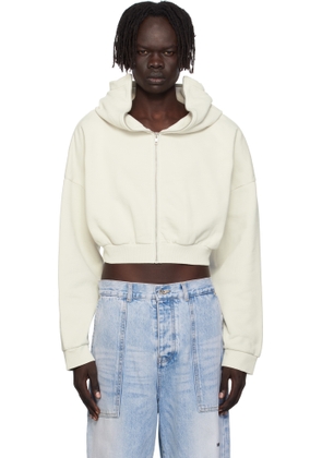 Entire Studios Off-White Cropped Full Zip Hoodie