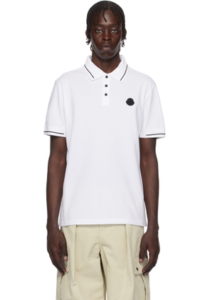 Moncler White Logo Patch Cotton Polo