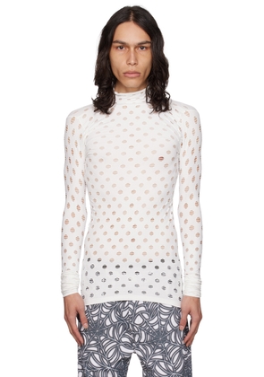 Maisie Wilen White Perforated Turtleneck