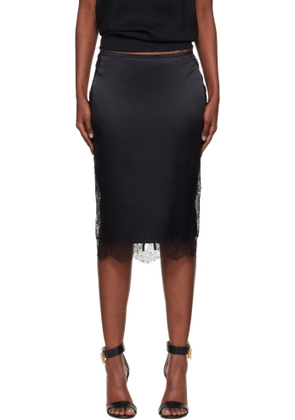 TOM FORD Black Knee-Length Lace Inserts Midi Skirt