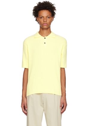 Solid Homme Yellow Ribbed Polo