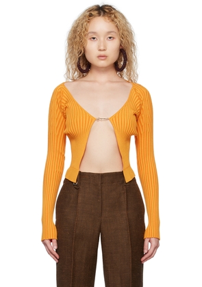 JACQUEMUS Orange Le Raphia 'La Maille Pralù Longue' Cardigan