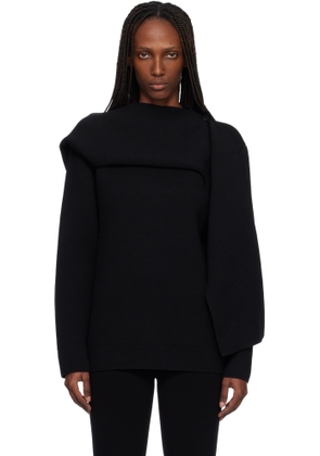 Courrèges Black Scarf Oversized Wool Sweater