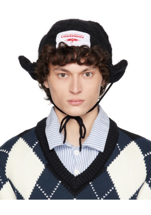 Charles Jeffrey LOVERBOY Black Chunky Aviator Beanie
