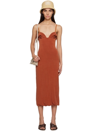 JACQUEMUS Orange Le Raphia 'La Robe Praia' Midi Dress