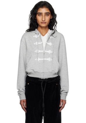 OPEN YY Gray Loop Button Effect Hoodie