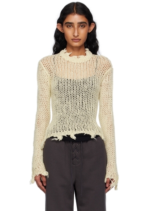 OPEN YY Beige Distressed Crop Knit Sweater