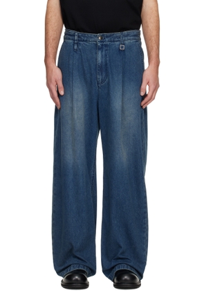 WOOYOUNGMI Blue Wide Folding Jeans