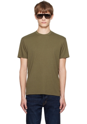 TOM FORD Khaki Lyocell Cotton Crewneck T-shirt